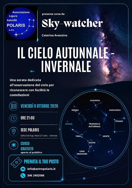 Corso Skywatcher 2026 cielo autunnale - invernale
