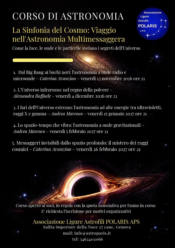 Corso Avanzato di Astronomia 2026 - La sinfonia del Cosmo: Viaggio nell’Astronomia multimessaggera